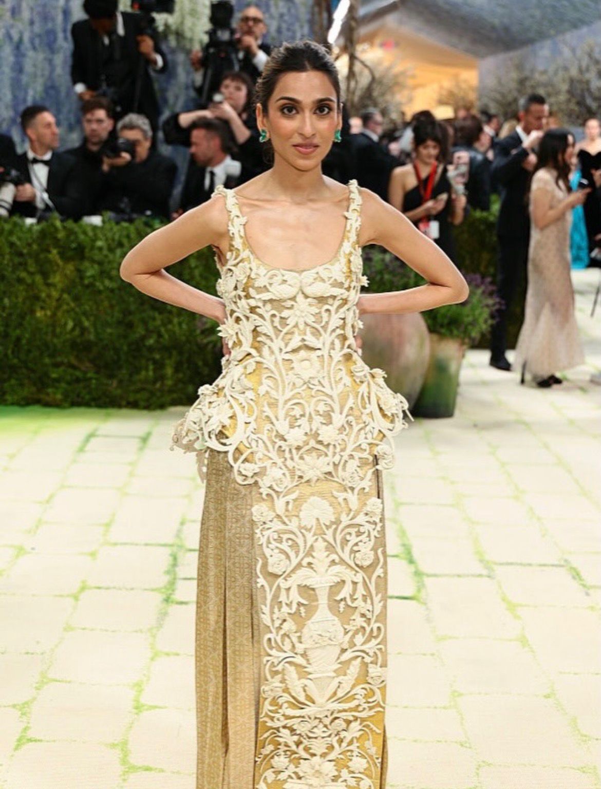 Diya Mehta Jatia on the Met Gala 2026 red carpet, In custom Mayyur Girotra