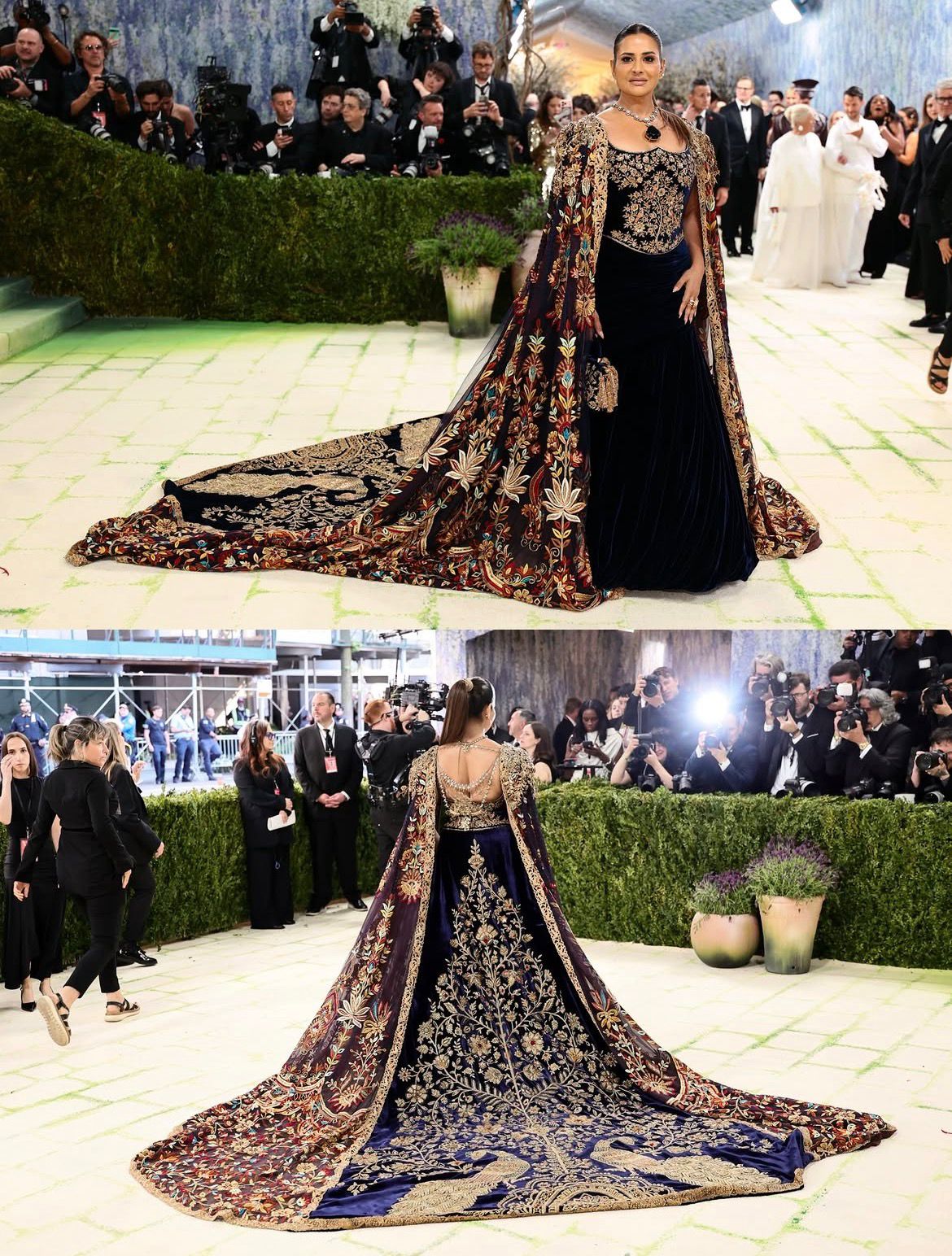 Sudha Reddy on the Met Gala 2026 red carpet, In custom Manish Malhotra, with personal-collection jewels